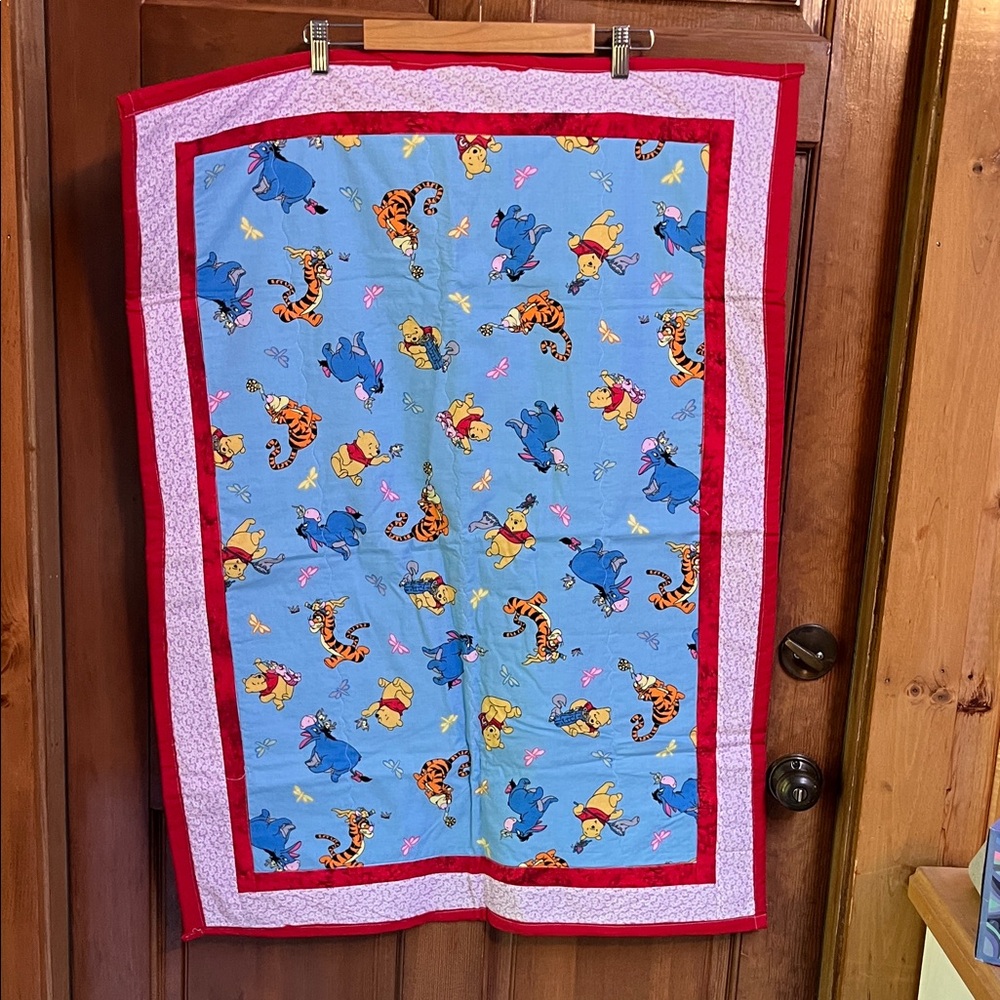 Winnie the Pooh Blue and Red Homemade Baby Blanket